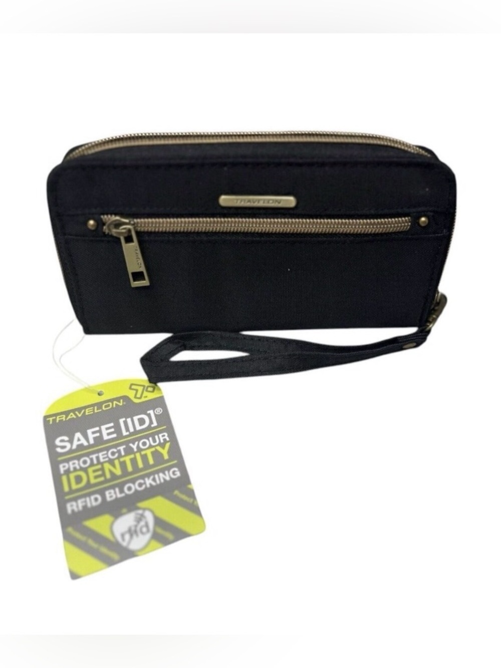 Travelon RFID Blocking Anti-theft Wristlet Clutch Wallet Black Travel NWT
